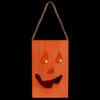 8" Large Orange Wood Jack O Lantern Halloween Candle Lantern view 3