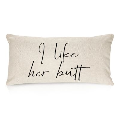 I Like His Beard, I Like Her Butt Cotton Linen Lumbar Pillow Covers 16x24 Farmhouse Decorative Rectangle Throw Pillows Case Funny for Home Decor Living Room Couch