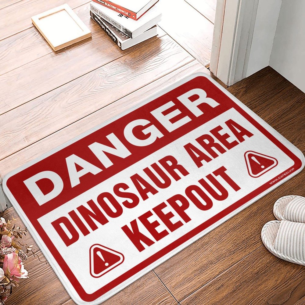 Rubber Mats for Garage Danger Dinosaur Area Keep Out Doormat Extra Large Door Mat (Size : 20 * 32IN/50 * 80CM)