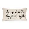 Always Kiss The Dog Good Night Cotton Linen Lumbar Pillow Covers 12x20 Farmhouse Decorative Rectangle Throw Pillows Case Funny for Home Decor Living Room Couch view 1