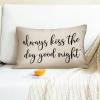 Always Kiss The Dog Good Night Cotton Linen Lumbar Pillow Covers 12x20 Farmhouse Decorative Rectangle Throw Pillows Case Funny for Home Decor Living Room Couch view 2