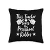 This Teacher Loves Her Valentines Day Preschool Students Throw Pillow view 1