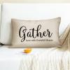 Gather Here with Grateful Hearts Cotton Linen Lumbar Pillow Covers 12x20 Farmhouse Decorative Rectangle Throw Pillows Case Funny for Home Decor Living Room Couch view 2
