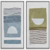 IDEA4WALL Framed Wall Art Print Set Geometric Semi Circle Blue Green Color Blocks Abstract Symbols Modern Art Boho Graphic Colorful Chic for Living Room, Bedroom, Office - 16"x24"x2 White view 1