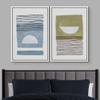 IDEA4WALL Framed Wall Art Print Set Geometric Semi Circle Blue Green Color Blocks Abstract Symbols Modern Art Boho Graphic Colorful Chic for Living Room, Bedroom, Office - 16"x24"x2 White view 2
