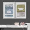 IDEA4WALL Framed Wall Art Print Set Geometric Semi Circle Blue Green Color Blocks Abstract Symbols Modern Art Boho Graphic Colorful Chic for Living Room, Bedroom, Office - 16"x24"x2 White view 3