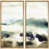 IDEA4WALL Framed Wall Art Print Set Misty Watercolor Pastel Ocean Beach Landscape Wilderness Nature Illustrations Modern Art Boho Graphic Colorful for Living Room, Bedroom, Office - 16"x24"x2 Natural view 1