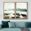 IDEA4WALL Framed Wall Art Print Set Misty Watercolor Pastel Ocean Beach Landscape Wilderness Nature Illustrations Modern Art Boho Graphic Colorful for Living Room, Bedroom, Office - 16"x24"x2 Natural view 2