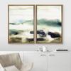 IDEA4WALL Framed Wall Art Print Set Misty Watercolor Pastel Ocean Beach Landscape Wilderness Nature Illustrations Modern Art Boho Graphic Colorful for Living Room, Bedroom, Office - 16"x24"x2 Natural view 3