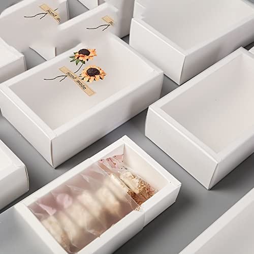 Crysdaralovebi Diffferent PCS White PVC Paper Box with Window As Wedding Christmas Birthday Candy Chocolate Packaging Baking Gift Box (30pcs,15x8x4cm)