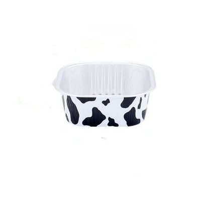 10/50pcs Disposable Aluminium Foil Baking Cups 300ml Creme Brulee Dessert Square Shape Cupcake Cups with Lids Muffin Cake Tools (Cows,50pcs)