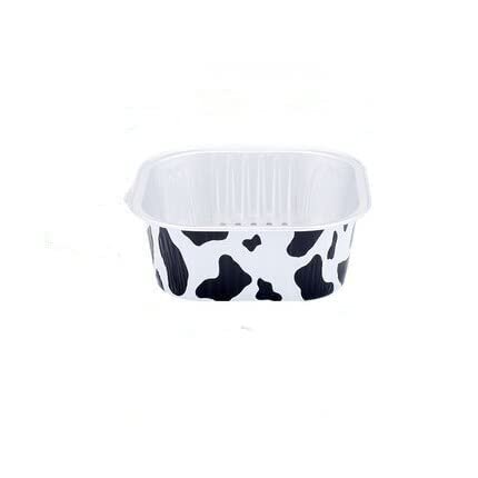 10/50pcs Disposable Aluminium Foil Baking Cups 300ml Creme Brulee Dessert Square Shape Cupcake Cups with Lids Muffin Cake Tools (Cows,50pcs)