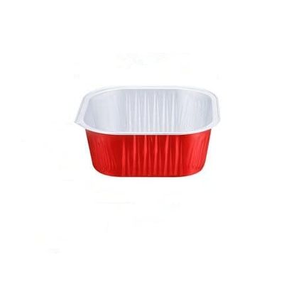 10/50pcs Disposable Aluminium Foil Baking Cups 300ml Creme Brulee Dessert Square Shape Cupcake Cups with Lids Muffin Cake Tools (Red,50pcs)