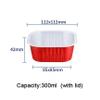10/50pcs Disposable Aluminium Foil Baking Cups 300ml Creme Brulee Dessert Square Shape Cupcake Cups with Lids Muffin Cake Tools (Red,50pcs) view 2