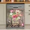 OEME Spring Flower Dishwasher Magentic Cover, Birds Decorate Self Adhesive Magnet Refrigerator Decal, Home Appliances Decorative Stickers Vinyl Decals 23inch W x 17inch H view 2