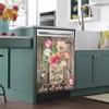OEME Spring Flower Dishwasher Magentic Cover, Birds Decorate Self Adhesive Magnet Refrigerator Decal, Home Appliances Decorative Stickers Vinyl Decals 23inch W x 17inch H view 3