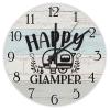 Happy Glamper Cute Camper Wall Clock Happy Camping Adventure Clocks Travel Hiking Round Wooden Clock Quartz Silent Clock 12Inch Farmhouse Decor for Living Room Office Housewarming Gift view 1