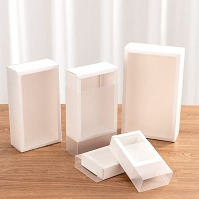 Crysdaralovebi 5Pcs Packing Box Transparent PVC Window White Cardboard Display Gift Box Party Wedding Jewelry Chocolate Cookie Candy Cake Box (WhiteB,15x8x4cm)