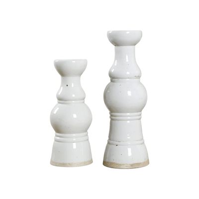 Artissance AM83680105 15.35 in. Tall Off White Matte-Glazed Porcelain Clara Tea Large Candle Holder