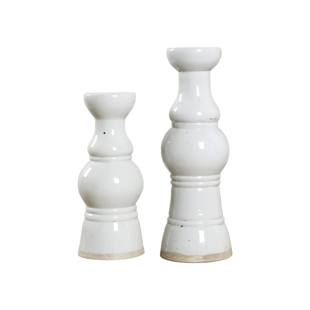 Artissance AM83680105 15.35 in. Tall Off White Matte-Glazed Porcelain Clara Tea Large Candle Holder