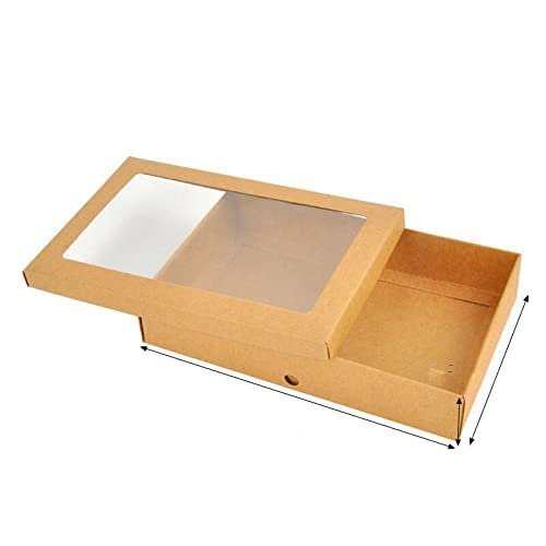 Crysdaralovebi 10pcs Kraft Paper Cake Boxes with Transparent Window Box Birthday Baby Shower Clothes Towel Present Packaging Box (Deep Sapphire)
