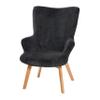 Creative Co-Op Napster Fuzzy Plush Upholstery Wingback Arm Chair with Solid Wood Legs, Dark Grey and Natural view 1
