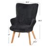 Creative Co-Op Napster Fuzzy Plush Upholstery Wingback Arm Chair with Solid Wood Legs, Dark Grey and Natural view 2