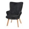 Creative Co-Op Napster Fuzzy Plush Upholstery Wingback Arm Chair with Solid Wood Legs, Dark Grey and Natural view 3