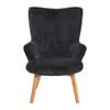 Creative Co-Op Napster Fuzzy Plush Upholstery Wingback Arm Chair with Solid Wood Legs, Dark Grey and Natural view 4