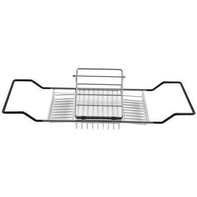 Bathtub Tray Stainless Steel Bathtub Caddy Tray Retractable Bath Tray Removable Stand for Placing Book, Wine Glass, Cellphone, Adjustable Bathtub Bathroom Shelf for Hotels, Bathrooms