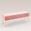 Furnimart 44 Inch Pink Velvet Ottoman Bench, Modern Upholstered Bedroom Benches Footrest Stool Indoor Bench for Entryway Living Room Bedroom Dining Room (Velvet-Pink) view 1