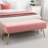 Furnimart 44 Inch Pink Velvet Ottoman Bench, Modern Upholstered Bedroom Benches Footrest Stool Indoor Bench for Entryway Living Room Bedroom Dining Room (Velvet-Pink) view 2