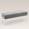 Furnimart 44 Inch Gray Velvet Modern Ottoman Bench, Modern Upholstered Bedroom Benches Footrest Stool Indoor Bench for Entryway Living Room Bedroom Dining Room (Velvet-Grey) view 1