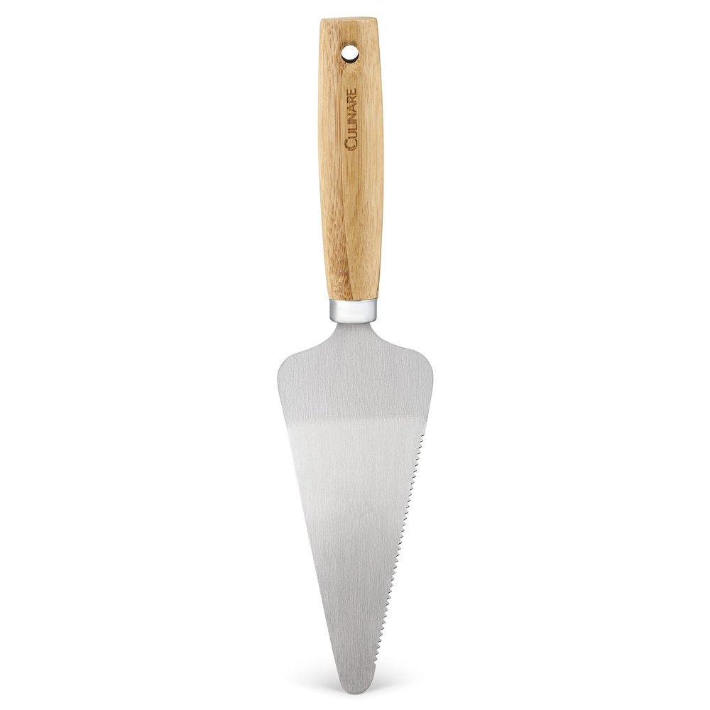 Culinare Naturals C70011 Cake Slicer/Server | Sustainable Bamboo/Stainless Steel | (L)270mm x (W)65mm | Cake Slicer, Cutter and Serving Tool/Kitchen Utensil | Metal Serrated Edge | Not Dishwasher Safe