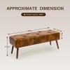 Furnimart Faux Leather Bench Ottoman, Tufted Button Bedroom Benches Footrest Stool in Solid Wood Legs, Long and Dining Bench, Indoor Bench for Entryway Living Room Bedroom (Leather-DustYellow) view 3