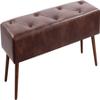 Furnimart Faux Leather Bench Ottoman, Tufted Button Bedroom Benches Footrest Stool in Solid Wood Legs, Long and Dining Bench, Indoor Bench for Entryway Living Room Bedroom (Leather-Darkbrown) view 1