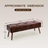 Furnimart Faux Leather Bench Ottoman, Tufted Button Bedroom Benches Footrest Stool in Solid Wood Legs, Long and Dining Bench, Indoor Bench for Entryway Living Room Bedroom (Leather-Darkbrown) view 3