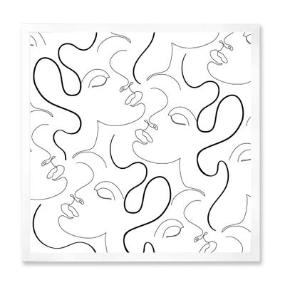 DesignQ Monochrome One Line Drawing Portraits Modern Framed Wall Art