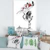 DesignQ Japanese Cranes Bird Drawing With Red Flowers Traditional Framed Wall Art view 2