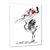 DesignQ Japanese Cranes Bird Drawing With Red Flowers Traditional Framed Wall Art view 3