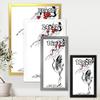 DesignQ Japanese Cranes Bird Drawing With Red Flowers Traditional Framed Wall Art view 4