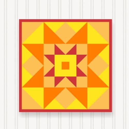 BARN Quilt Block Outdoor Square BQ107-05 | 6 Sizes | Outside Pattern | Wall Art | Yard Art | Barn Quilt Sign | Farm Quilt Design (18" x 18" 1 Sided)