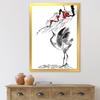 DesignQ Japanese Cranes Bird Drawing With Red Flowers Traditional Framed Wall Art view 2