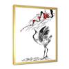 DesignQ Japanese Cranes Bird Drawing With Red Flowers Traditional Framed Wall Art view 3