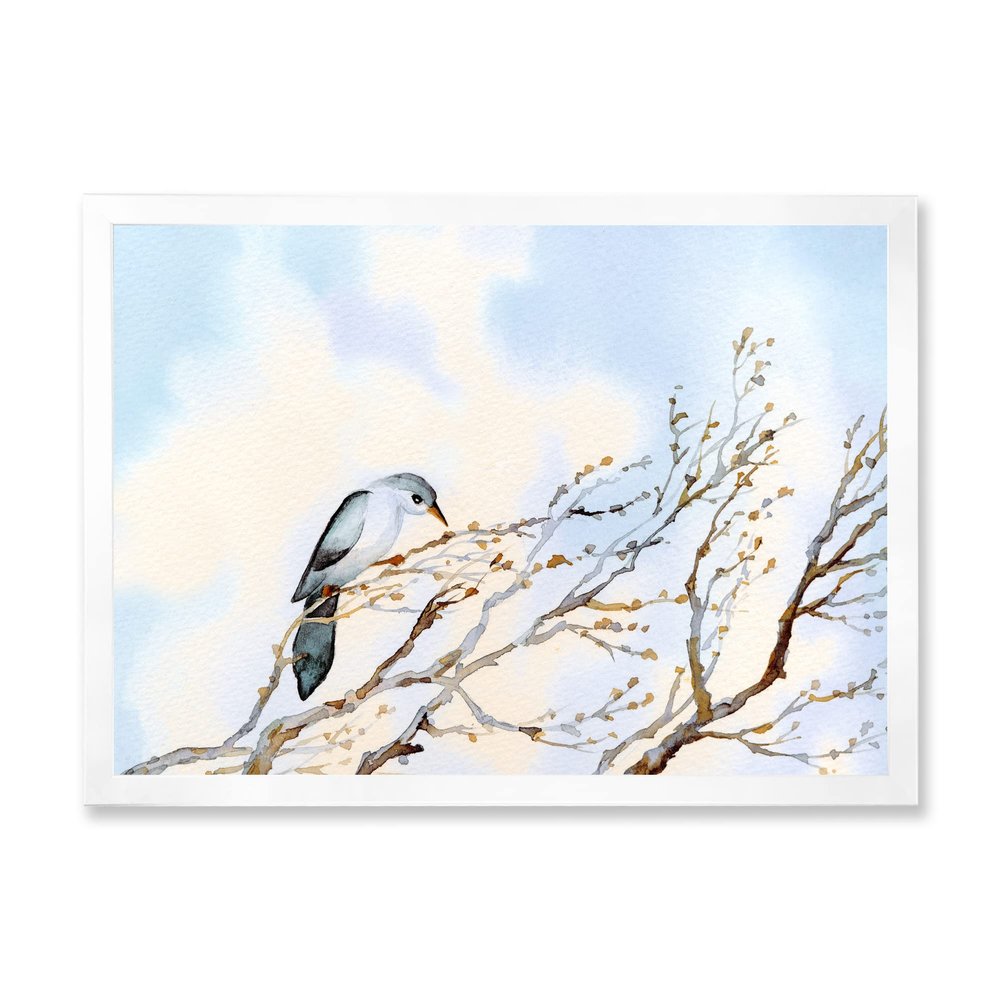DesignQ Big Old Dead Barren Twig Yard Traditional Framed Wall Art
