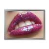 DesignQ Woman Female Lips Pink Lipstick and Sequins Modern Framed Wall Art view 1