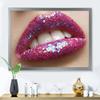 DesignQ Woman Female Lips Pink Lipstick and Sequins Modern Framed Wall Art view 2