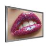 DesignQ Woman Female Lips Pink Lipstick and Sequins Modern Framed Wall Art view 3