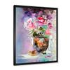 DesignQ Pink Fresh Abstract Flowers Bouquet Modern Framed Wall Art view 3