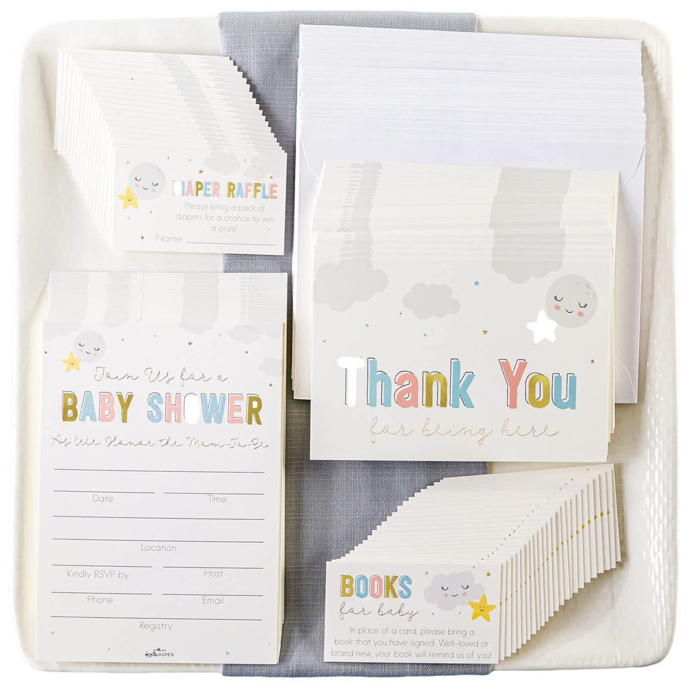 Kate Aspen Twinkle Invitation & Thank You Card Bundle (Set of 25) Little Peanut, One Size, Block Box Decoration,28571NA